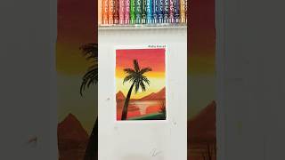 🌙 Easy Moonlight Lake Scenery Drawing with Oil Pastels | Step-by-Step Landscape Tutorial