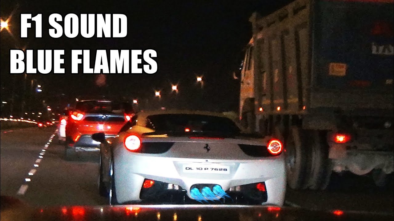 Ferrari 458 w/ F1 Exhaust Shooting Blue Flames - Chasing on Highway in ...