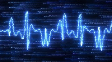 Blue Abstract Digital Electric Wave and Particles Flowing Energy 4K Background VJ Video Effect