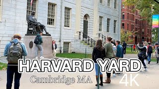 Harvard Yard Walking tour 4K , Cambridge Massachusetts| Travel USA | Harvard University | Boston