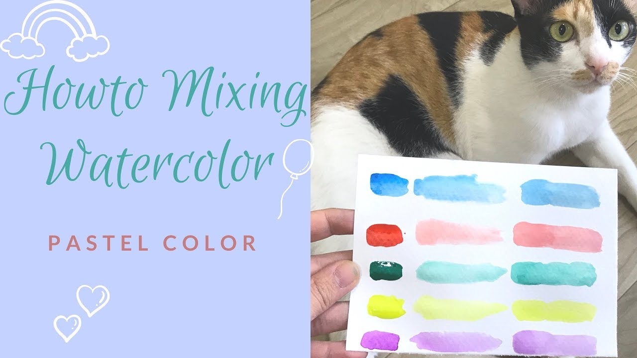 Howto Watercolor mixing to pastel color l วิธีผสมสีน้ำให้เป็นสีพาสเทล โดยการผสมน้ำ และสีขาว