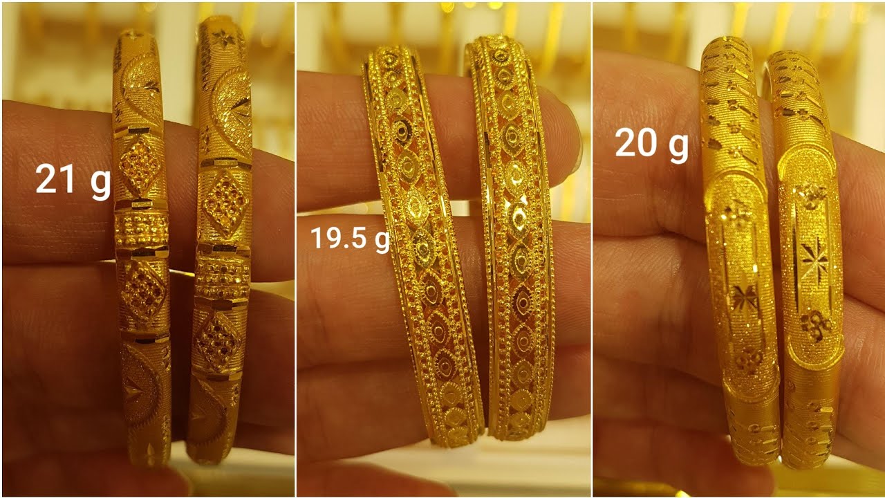 Latest Gold Bangles Designs Pair with Weight | 22k Gold Jewellery - YouTube