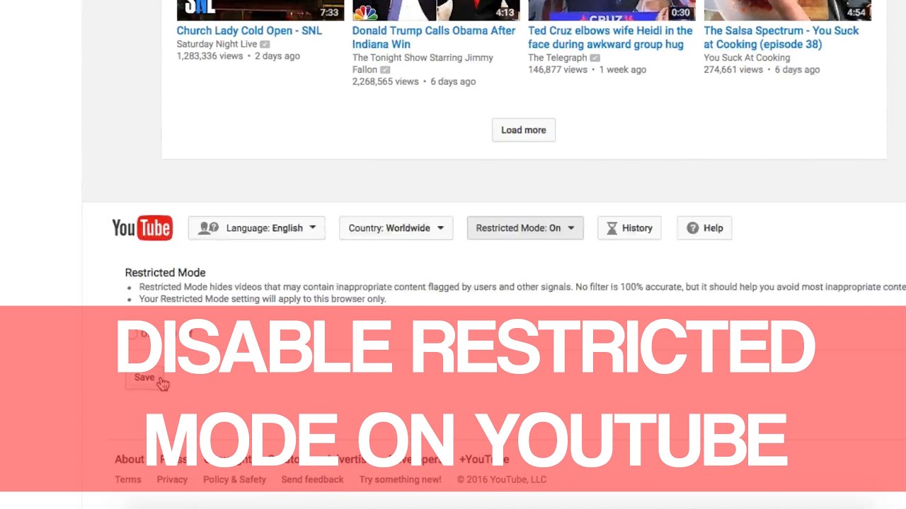 How To Disable Restricted Mode On Youtube 2016 - YouTube