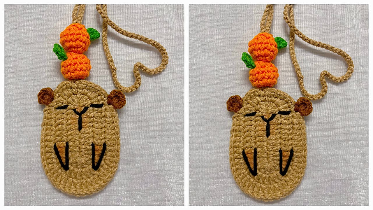 Móc túi tỏi Capybara | Móc túi len cho bé | Crochet Capybara minibag | Vymoclen