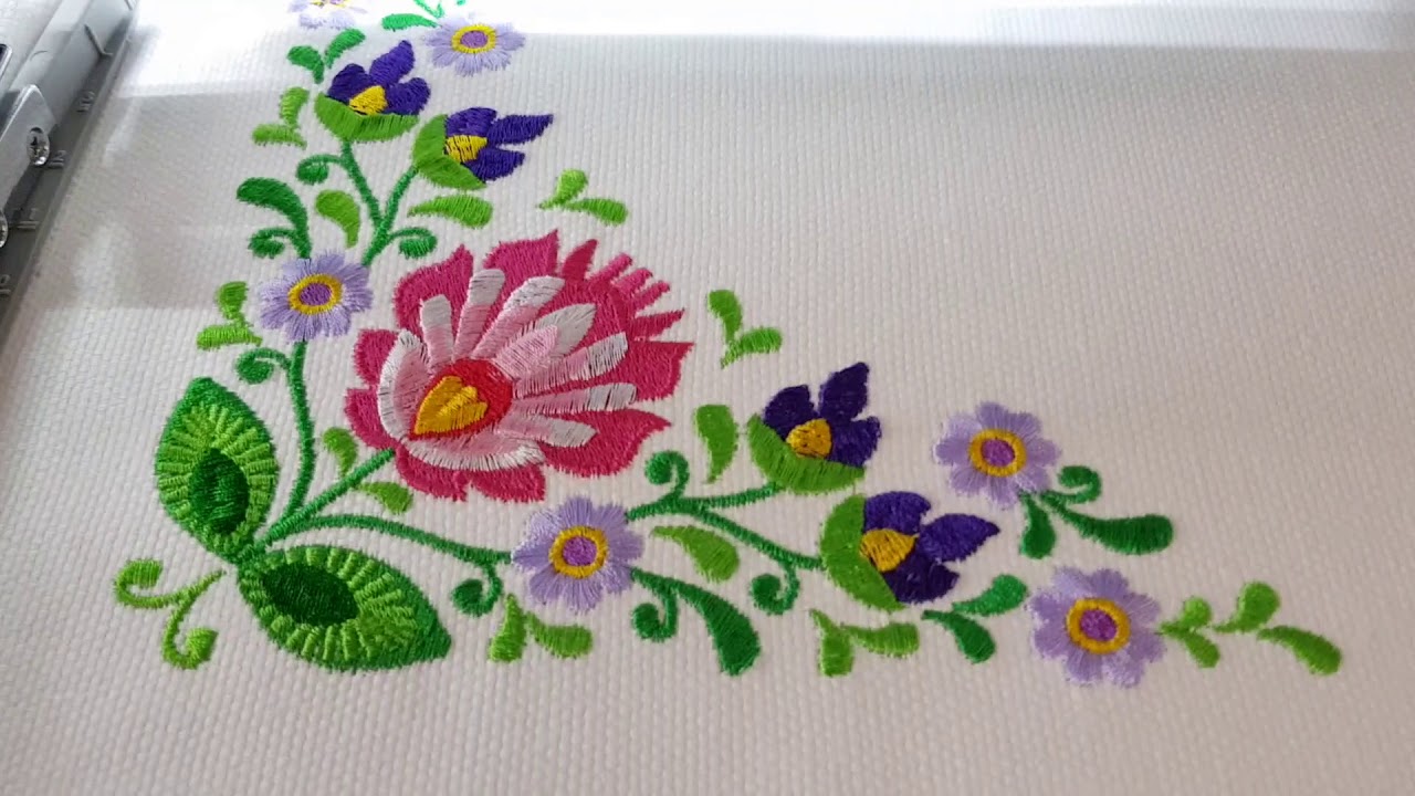 Corner Polish floral folk embroidery pattern - 2 sizes 