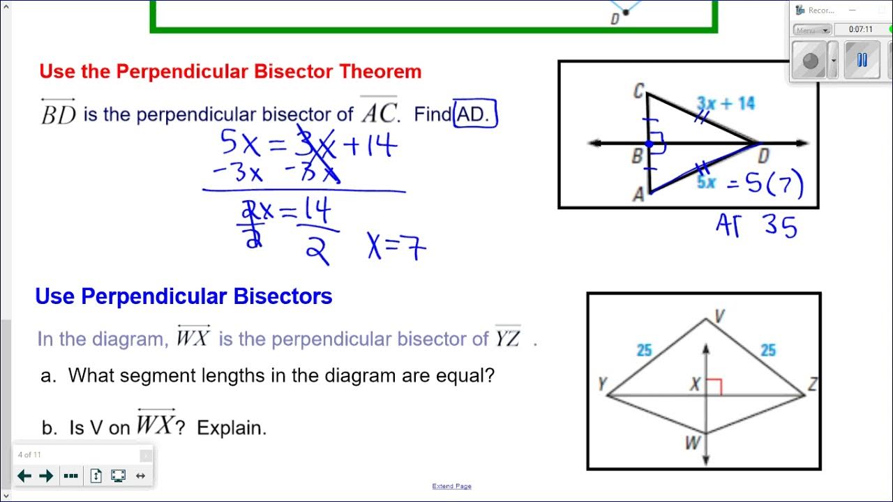 5 2 and 5 3 Perpendicular and Angle Bisectors - YouTube