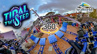 VR 360 Tidal Twister Roller Coaster On Ride  POV SeaWorld San Diego 2022 03 19
