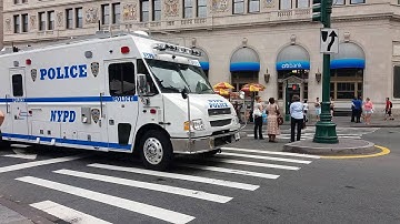 NYPD Counterterrorism Bureau Mobile Command Post And NYPD CRC Passing By In Manhattan, New York