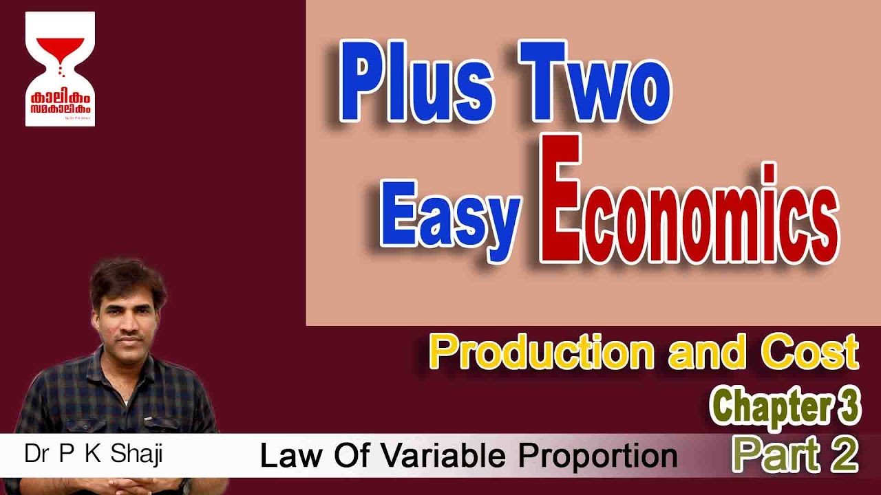Plus Two Economics - Chapter 3- Part 2- Law of Variable Proportion with Table and Diagram