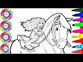 How to Color Princess Merida The Brave 👸🏽🐴Princess 💖💖Escaping on her Horse Angus Coloring Book Pages