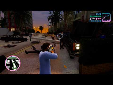 GTA Vice City M60 Machine Gun Rampage + 6 Star Wanted Level Escape