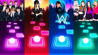 BTS Vs Wednesday Addams Vs Alan Walker Vs BLACKPINK | Tiles Hop EDM Rush screenshot 3