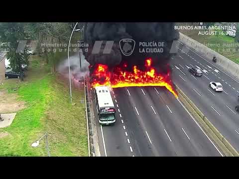 SCENE: Passengers run for their lives after bus catches fire in Argentina