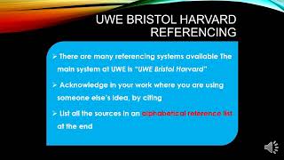UWE Bristol Harvard referencing workshop
