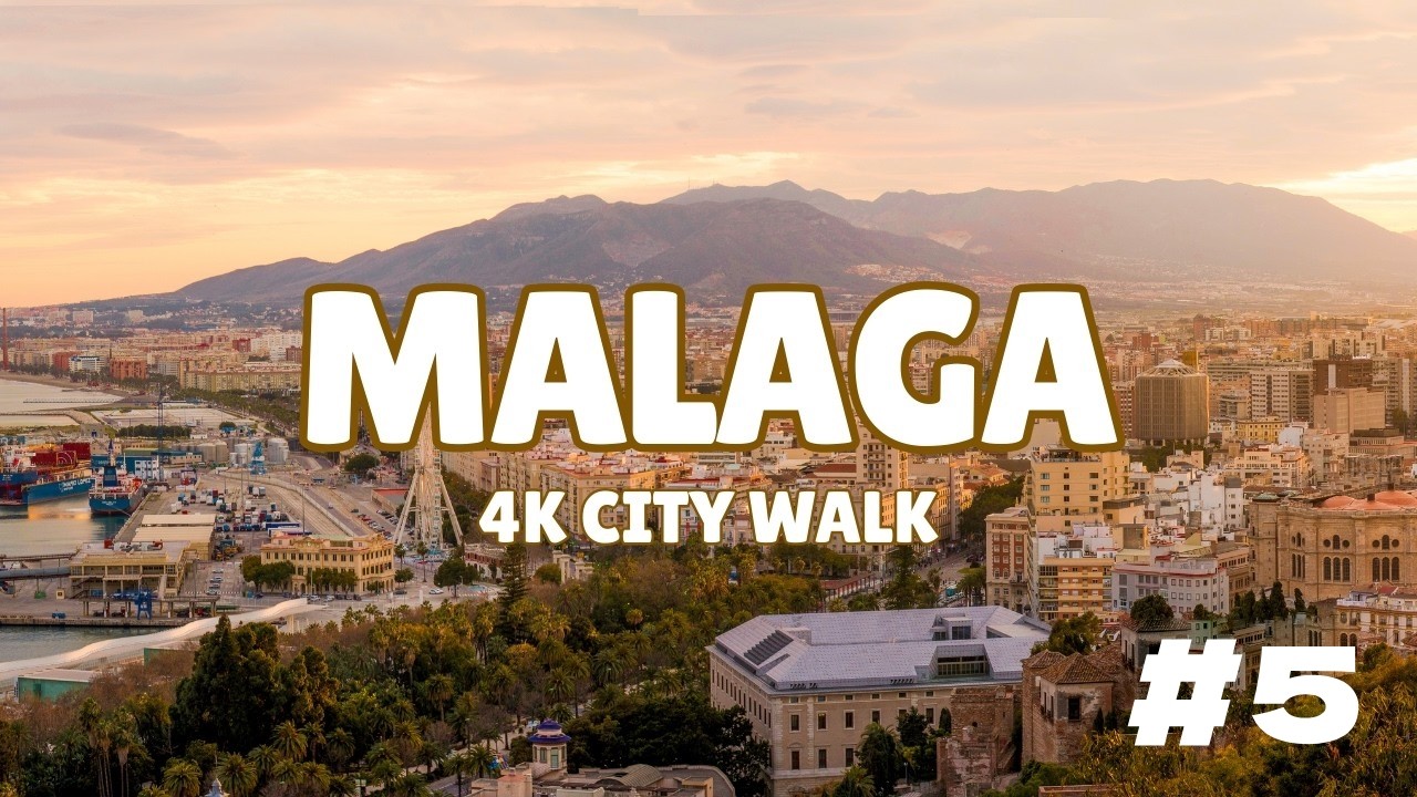 Malaga Beach to Roman Theatre Morning Walk 4K | No talking | Ambient sound | Spain