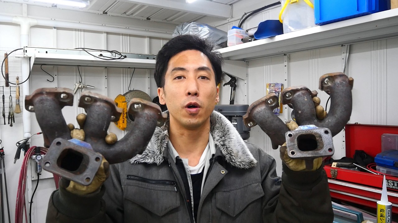 GT-Rのエキマニをブラストで錆落とし!