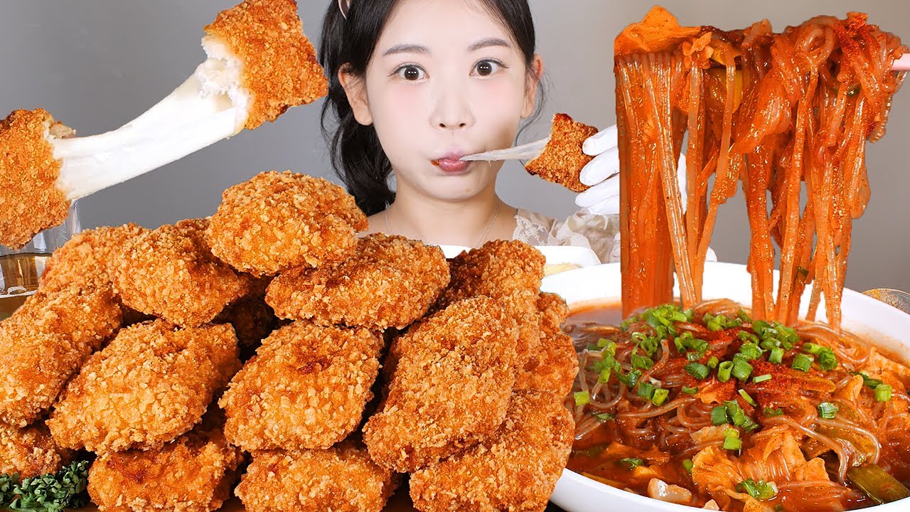 치즈를 품은 치킨🍗 멕시카나 치필링, 매운당면볶이🔥 먹방 [eating show] mukbang korean food