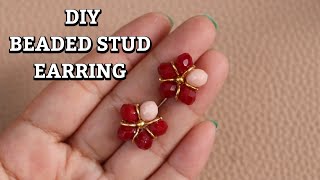 How to make beaded stud earrings | Diy Earrings #earrings #studearrings #beaded  #diy #howto