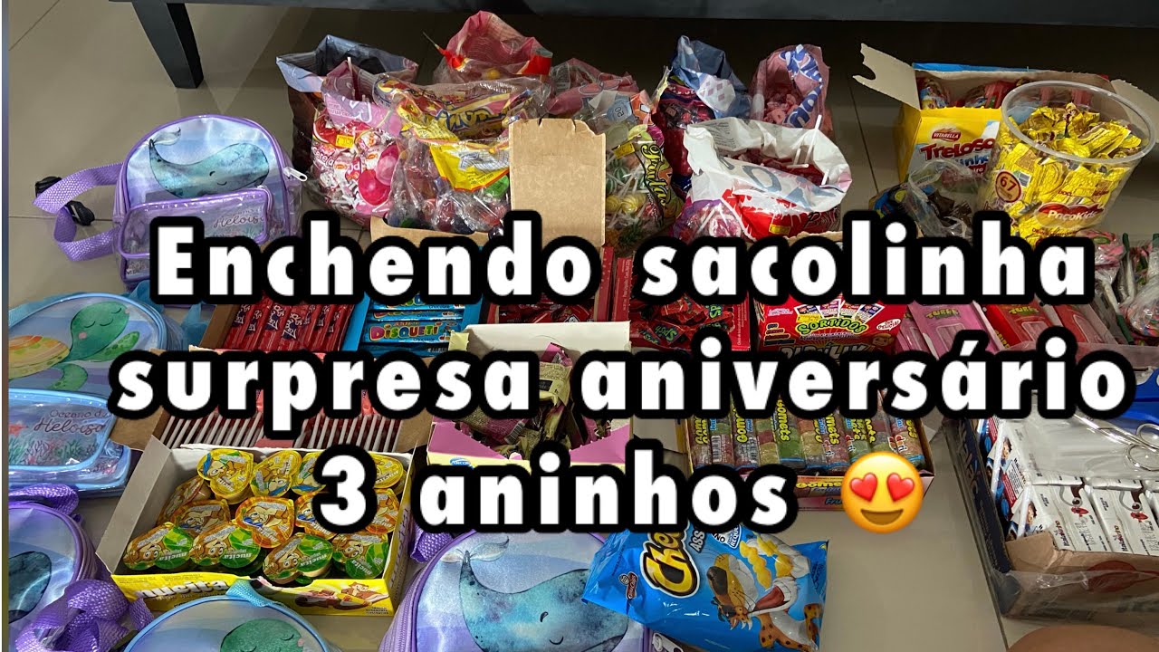 PREPARATIVOS PARA FESTA ENCHENDO AS BOLSAS LANCHEIRAS MUITOS DOCES E GULOSEIMAS