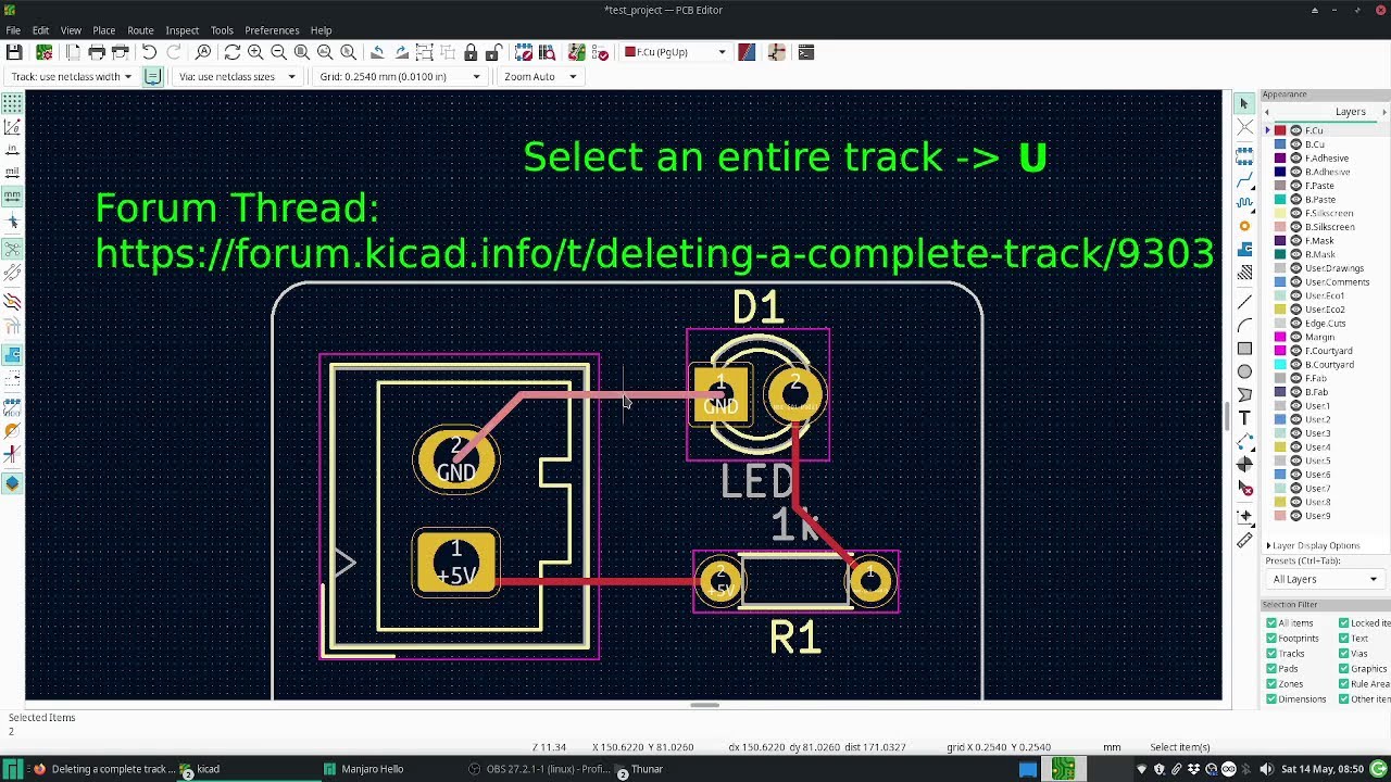 KiCad 6: Delete Entire Track - YouTube