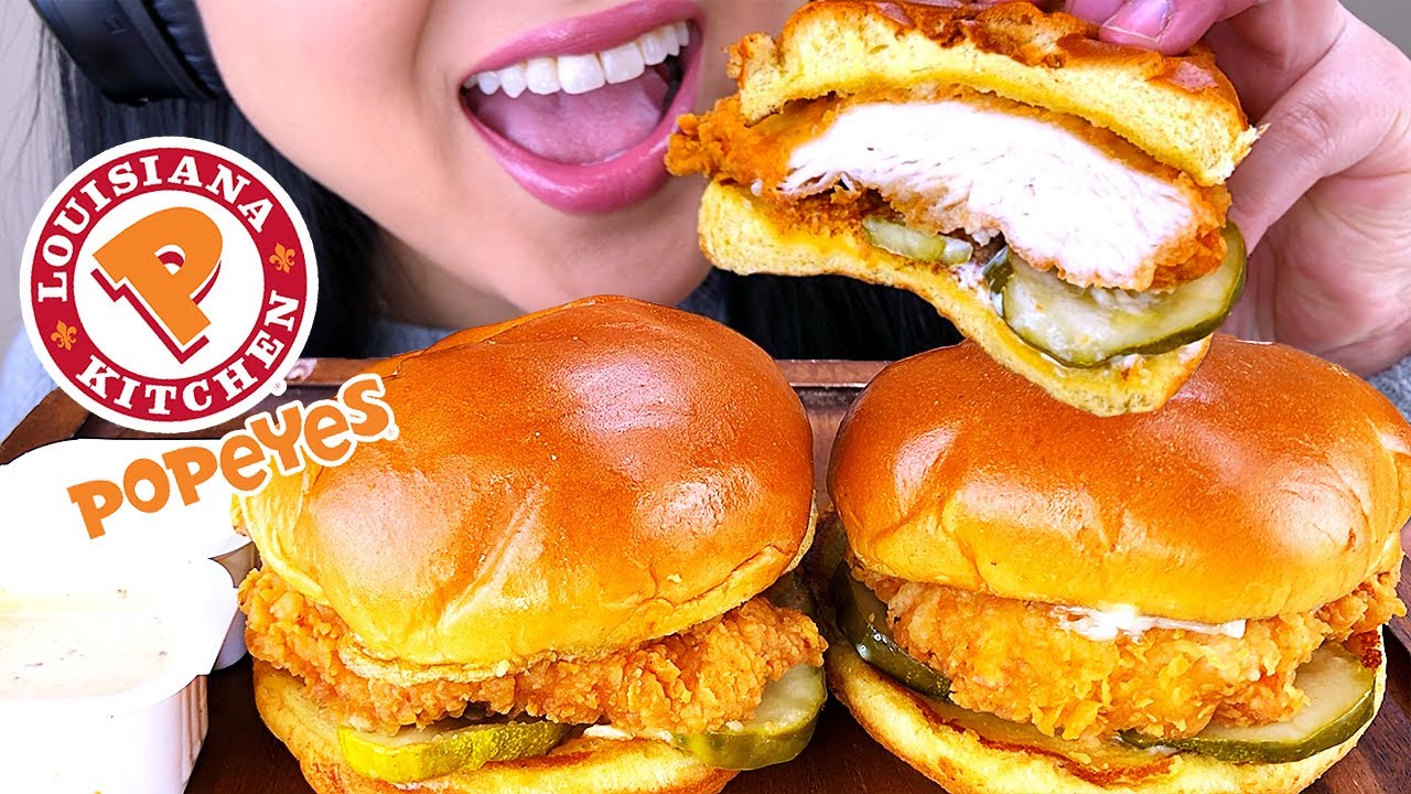 ASMR POPEYES CHICKEN SANDWICH (CLASSIC & SPICY) No Talking | ASMR Phan