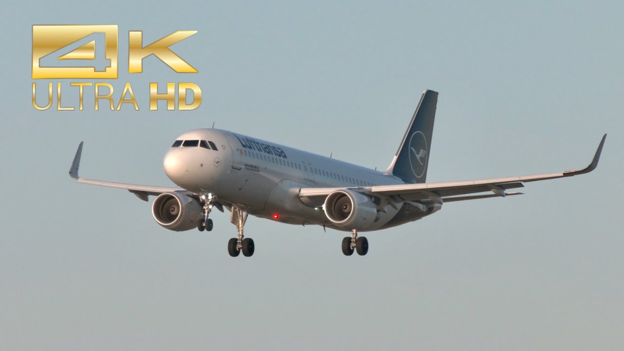 4K) Airbus A320-214 Lufthansa D-AIWK arrival at Munich