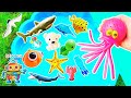 Sea Animal Names & Facts for Kids to Learn with Toys: Great White Shark Clownfish Jellyfish