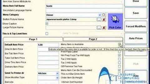 ACT-POS & Aldelo - Chapter 6 - Menu Items
