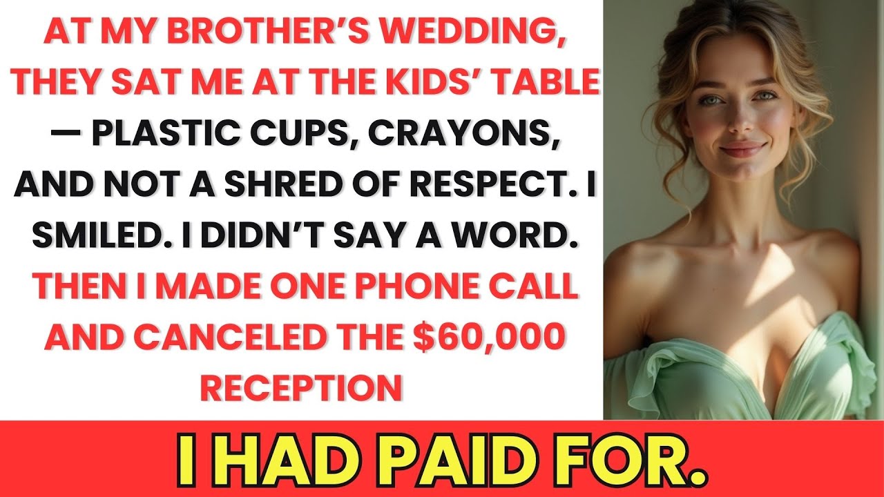 At My Brother's Wedding, They Put Me at the Kids' Table — So I Canceled the $60K Reception I Funded