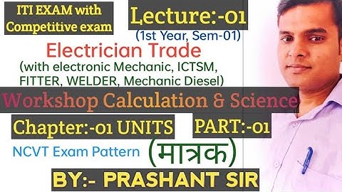 Lecture:-01।। UNITS (मात्रक) ।। Workshop Calculation & Science ।। Part:-01।। ITI 1st Year