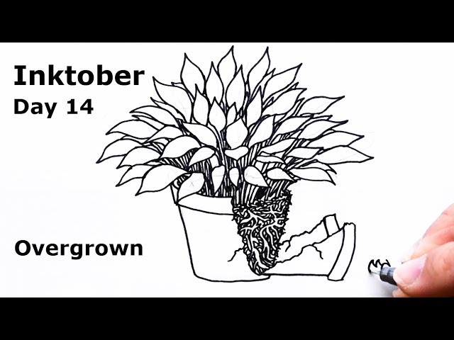 Overgrown - Inktober Ink Art Challenge 2019 Day 14 Speed Drawing