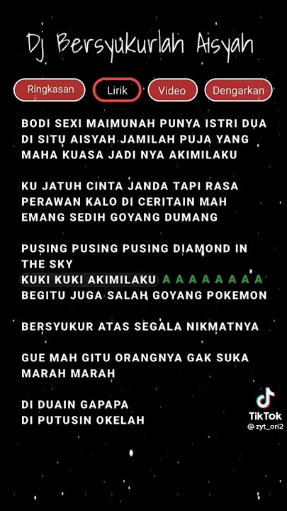 Download lagu lirik dj bersyukurlah aisyah kane poll! pke headshet!!