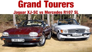 Jaguar XJSC vs Mercedes R107 SL  80s Grand Tourers! (1985 3.6 XJS Manual & 1989 300 SL Road Test)