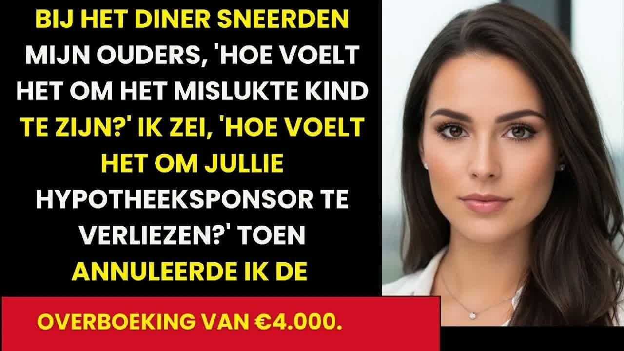 De stilte in het sterrenrestaurant was oorverdovend toen mijn vader zijn vuist op tafel sloeg. "Hoe voelt het," siste hij, "om de enige nutteloze pinautomaat hier te zijn?" Mijn moeder knikte,...