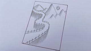 Beautiful Mountain Landscape Drawing Technique / How To Draw Simple Mountain Scenery