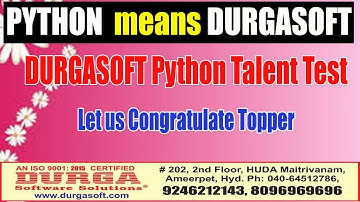 DURGASOFT Python Talent Test: Let us Congratulate Topper:  Mr. Mahesh & Akash Verma