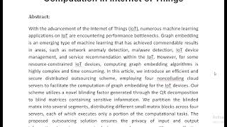 Accelerating Graph Embedding Through Secure Distributed Outsourcing Computation in Internet of Thing