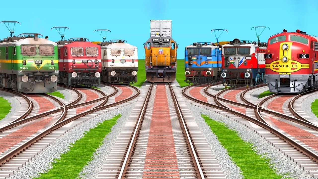 Seven Indian Railways Train Crossings At Curved Railroad Tracks | indian train simulator game 