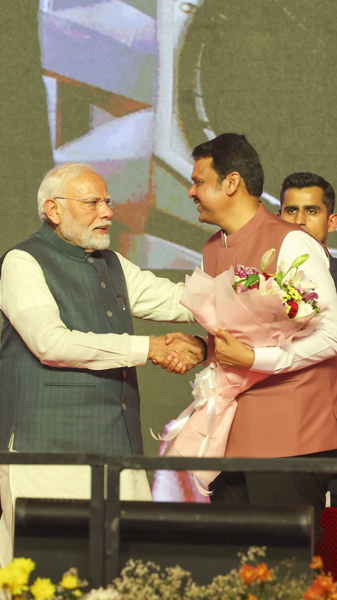 PM Modi attends swearing-in ceremony of new Maharashtra government | #shorts