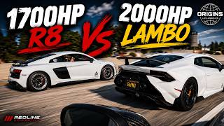 2000HP Lambo vs 1700HP R8 in route to @originslosangeles!!!