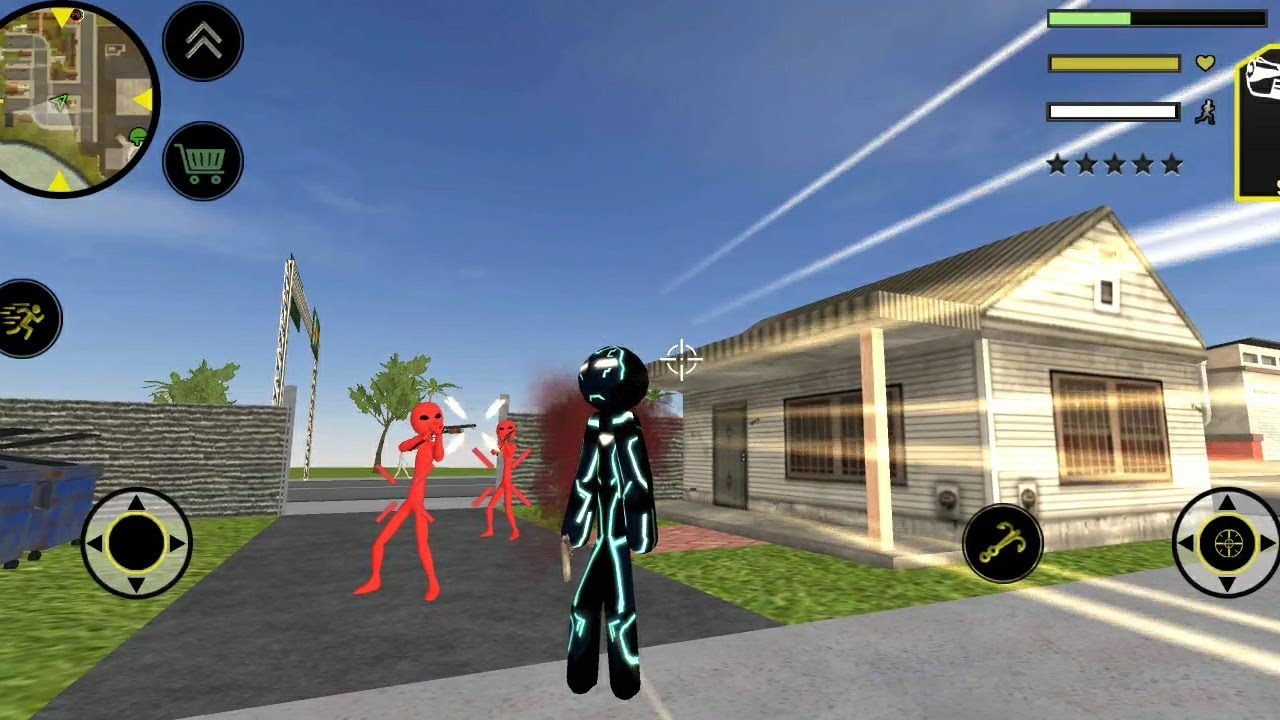 Black Stickman Rope Hero Gangstar Crime