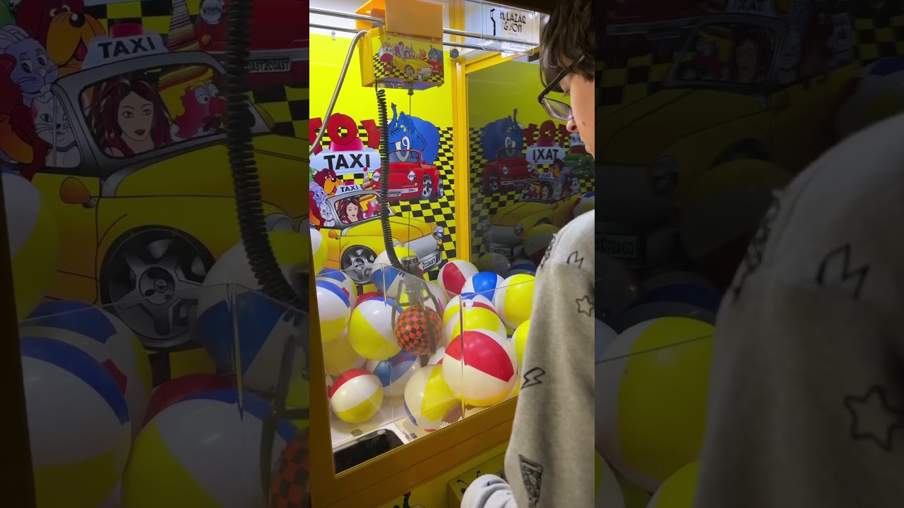 I won a ball at the claw machine 