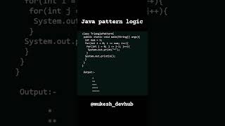 Pattern logic java #coding #java #beginners #javabeginners #logicprogramming #reactiveprogramming