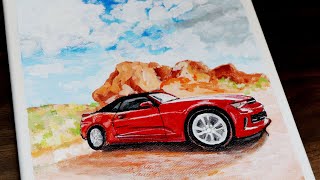 아크릴화_풍경화_여름_사막_자동차_그림그리기_취미미술 / Landscape_Summer_Desert_Car_Acrylic Painting Step by Step #118｜ASMR