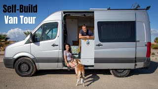 VAN TOUR | Hidden Shower, Fixed Bed &amp; Full-Sized Kitchen in a MWB VW Crafter | Self-Build