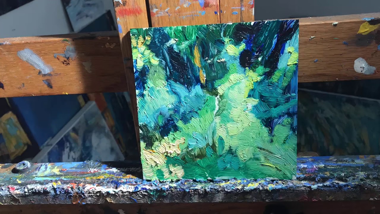 Painting landscape in oil, time lapse progress - YouTube