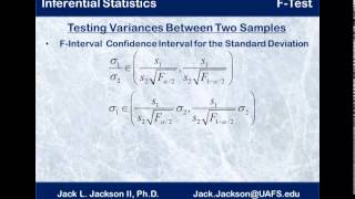 Statistics 4.8.2 Two Sample Tests and Intervals for Variances