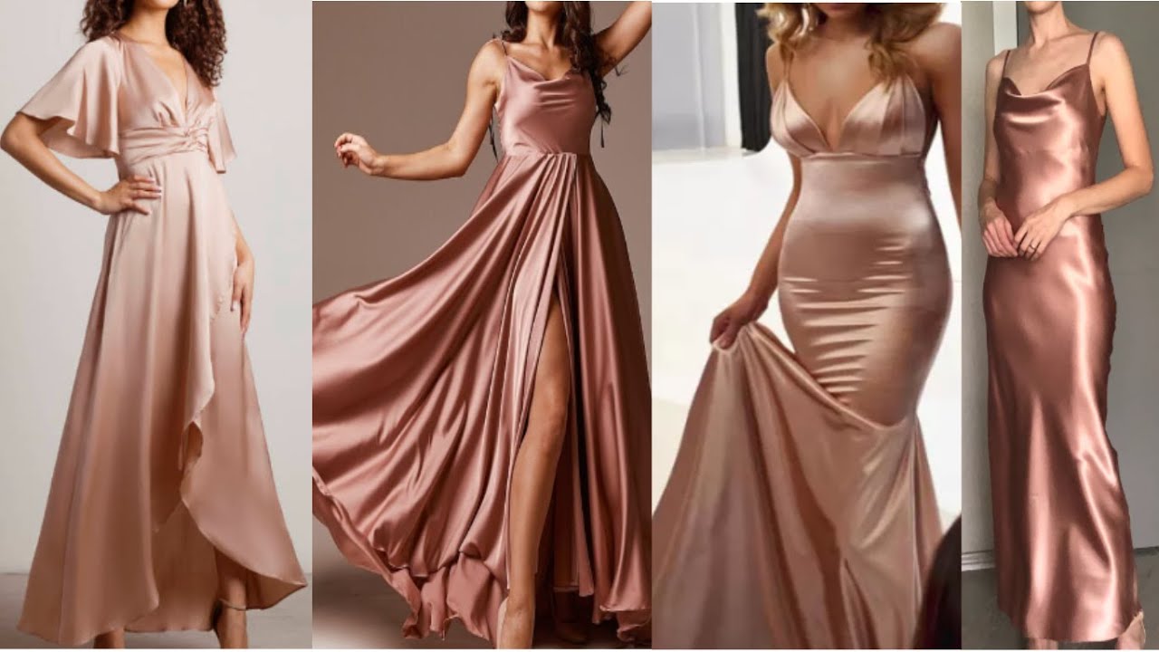 Rose Gold Silk/Satin Dresses |Rose Gold Dress Collection |Elegant Formal/  Semi-Formal Dresses