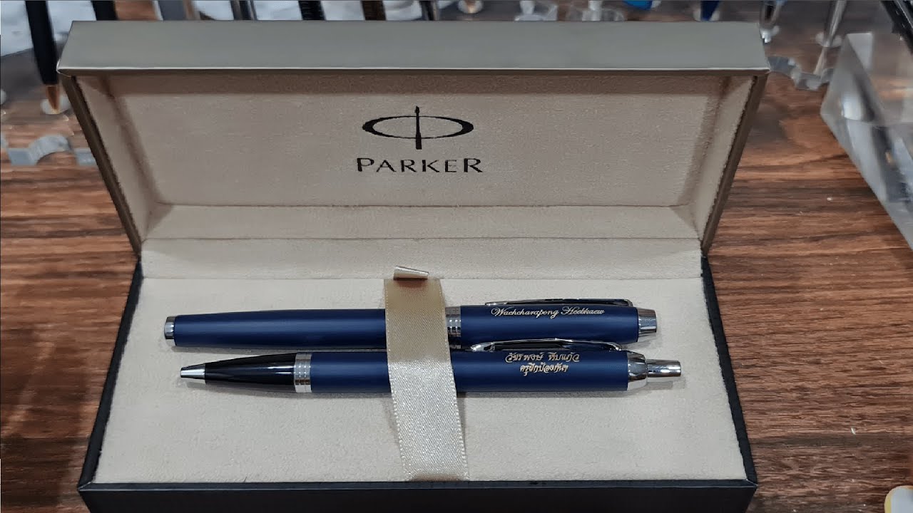 Gift Set Parker IM Matte Blue CT Ballpoint Pen vs Rollerball Pen ปากกา