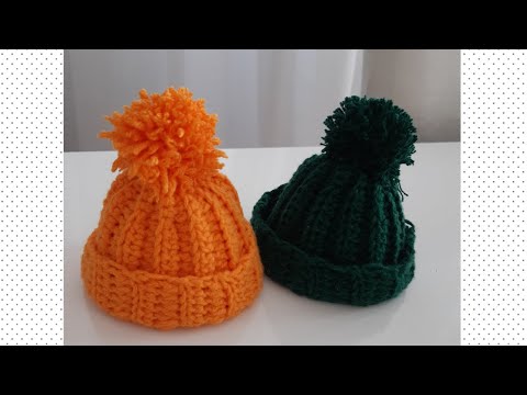Çok Kolay Tığ İle Örgü Bere Yapımı/ DIY Crochet Hat with Pom Pom